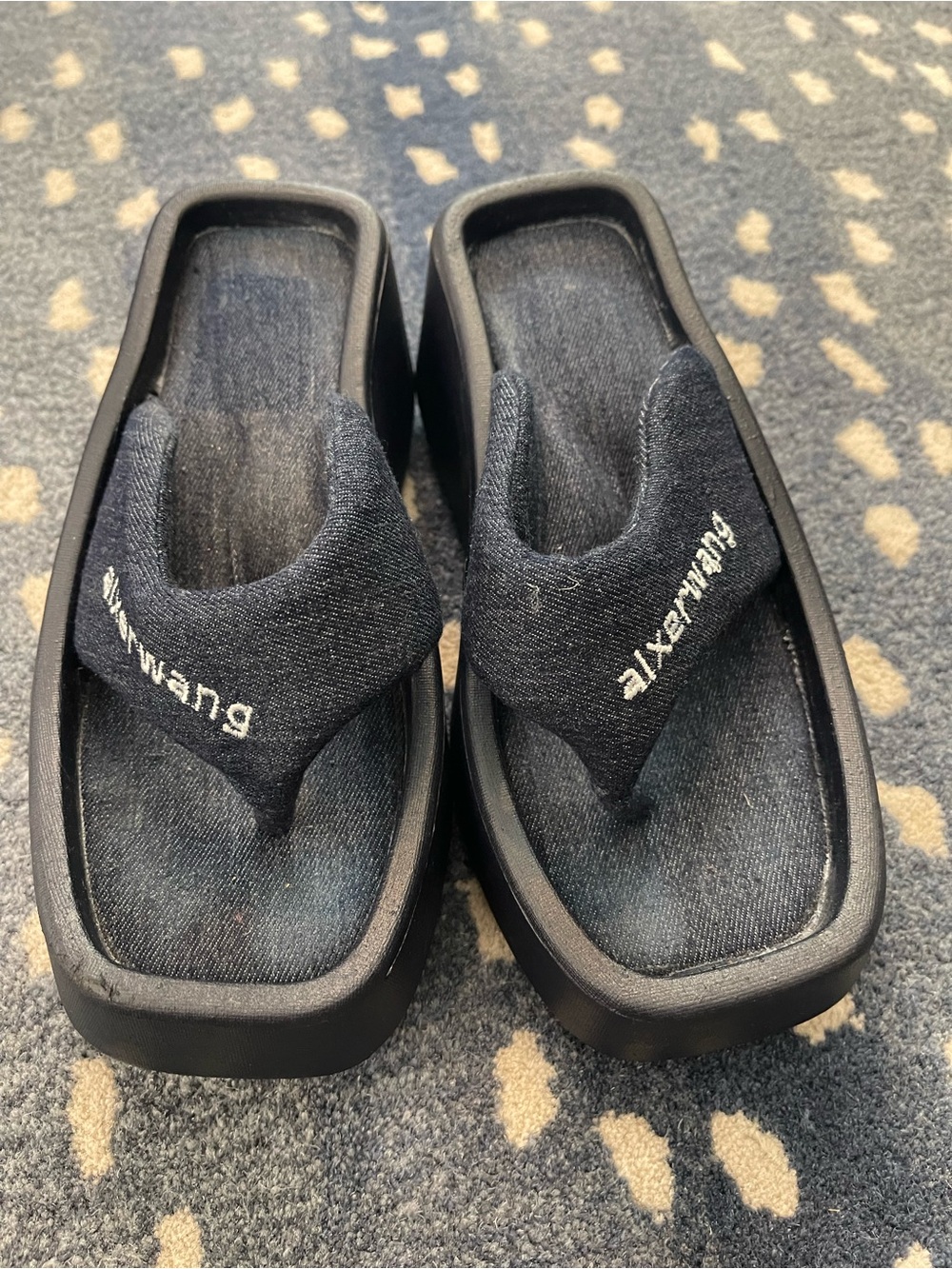 Alexander Wang Jenny Denim Platform Thong Sandals